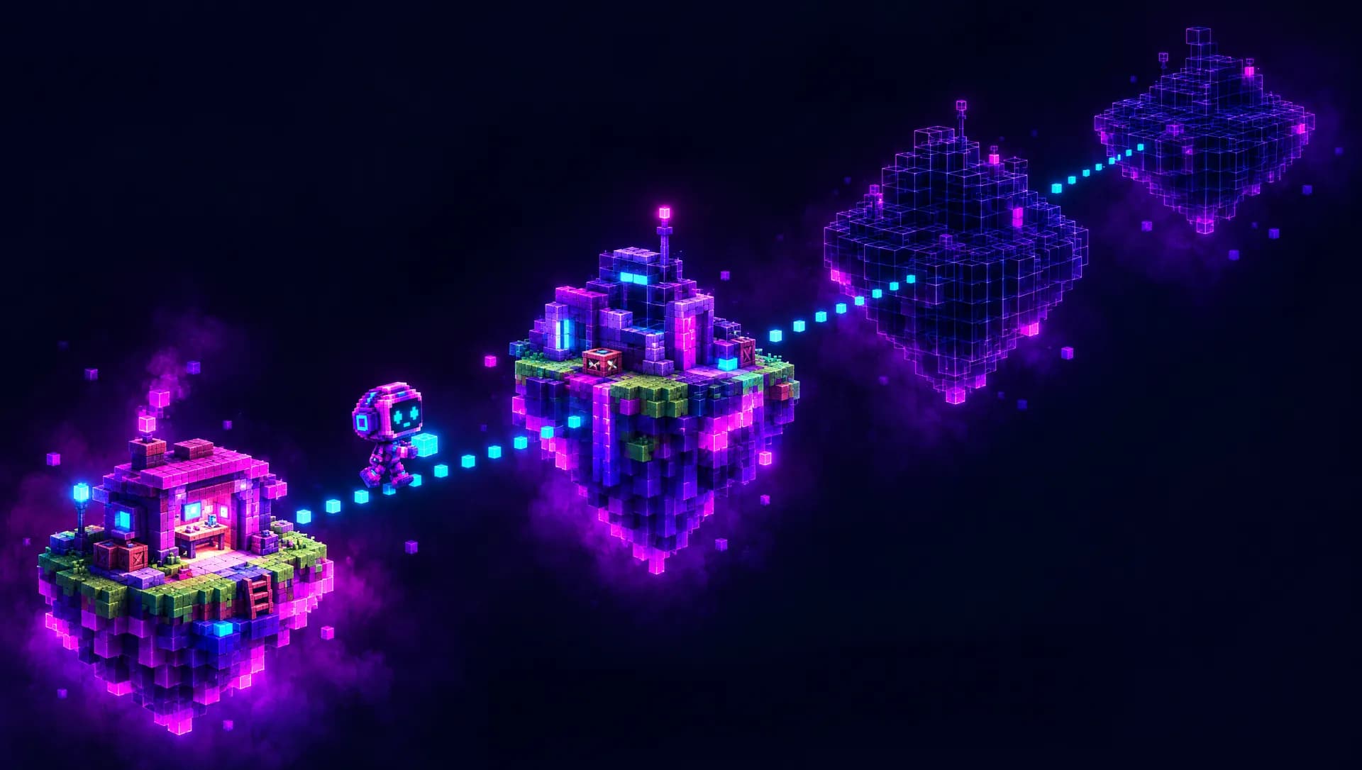 The PIXORA robot on a neon journey